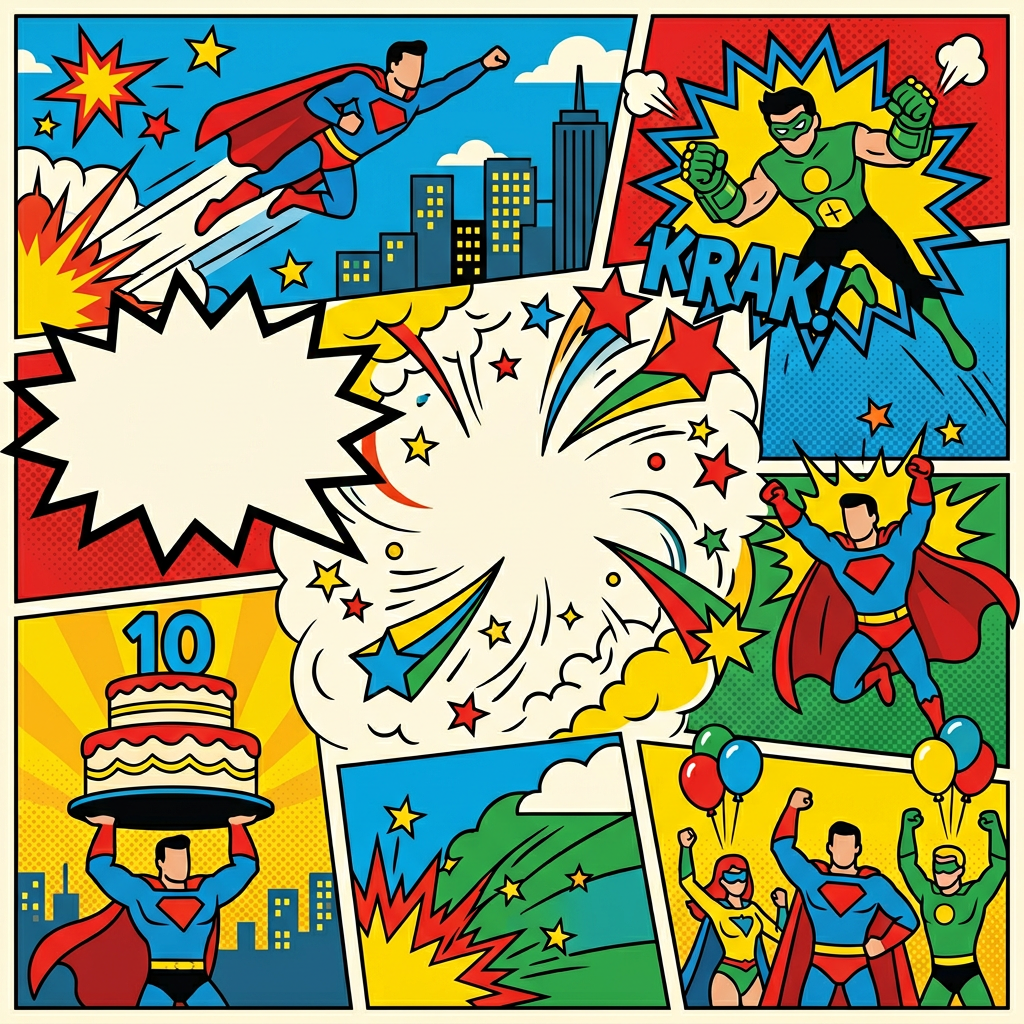 Superhero Party Comic Panel preview