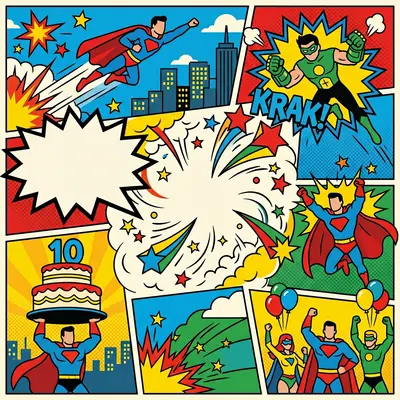 Superhero Party Comic Panel preview