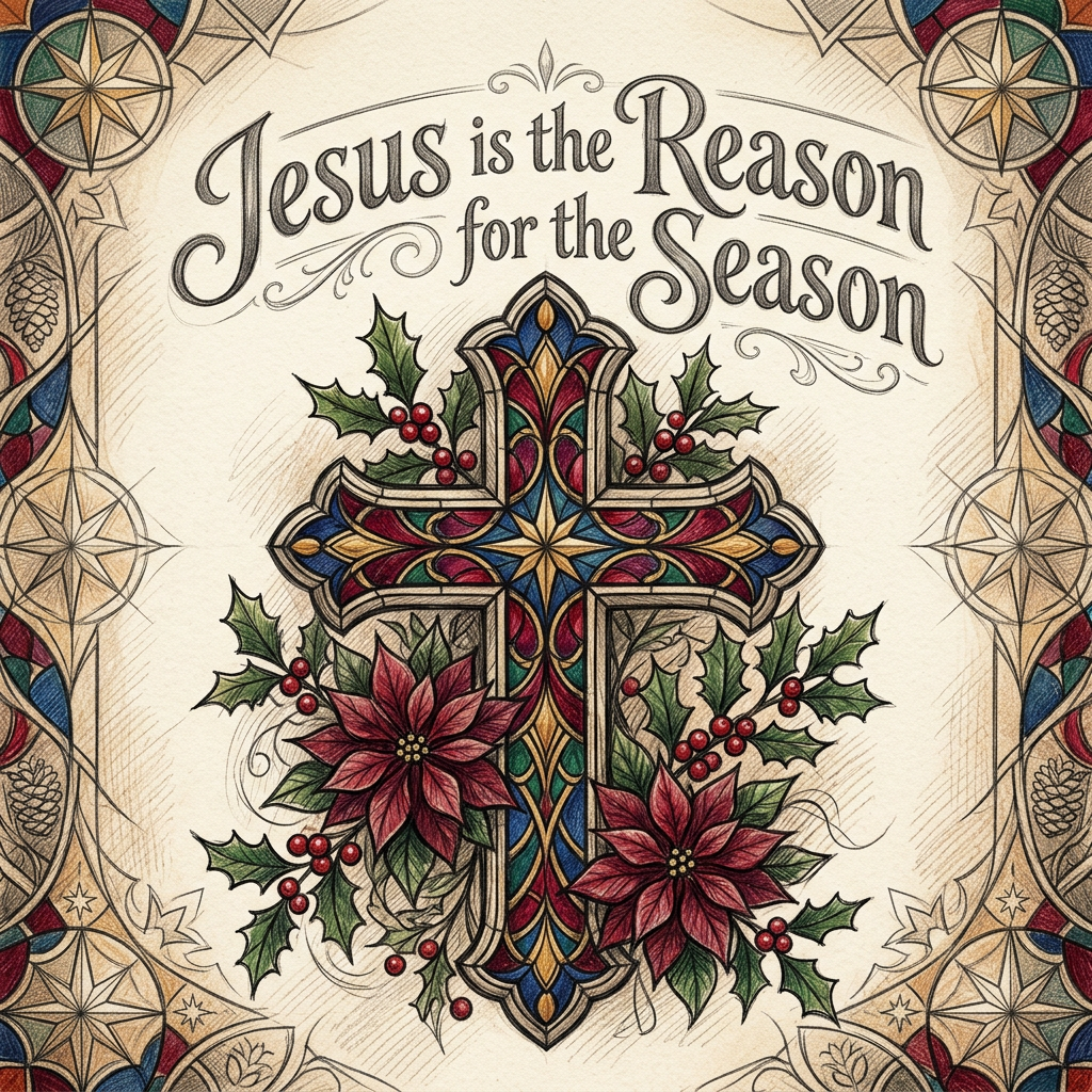 Religious Christmas Cross Holly preview