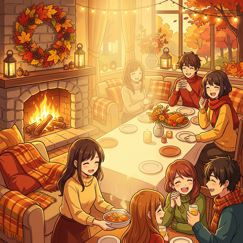 Fall Dinner Party Cozy Fireplace preview