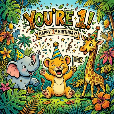 1st Birthday Safari Animals preview