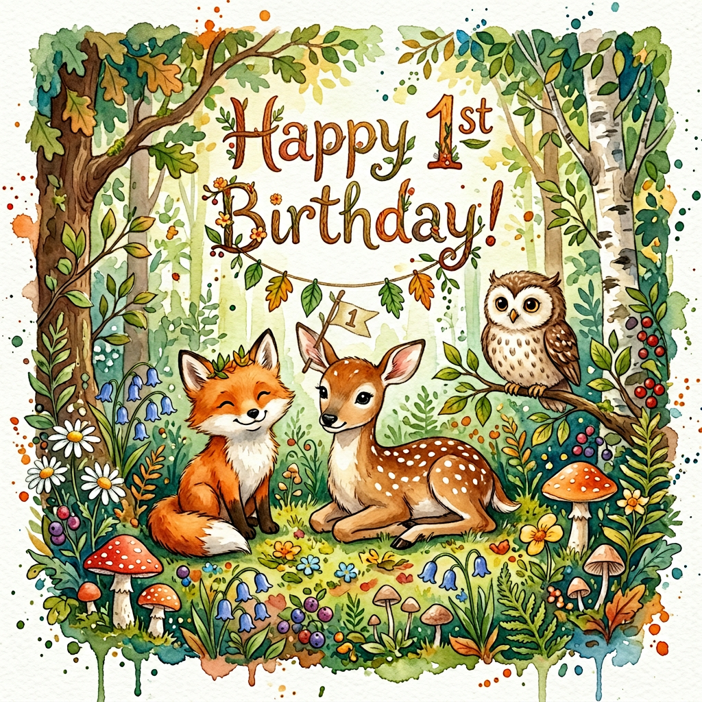 1st Birthday Woodland Animals preview