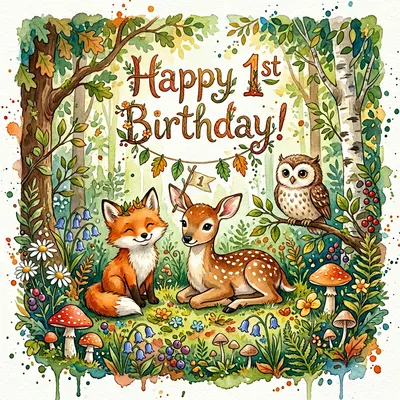 1st Birthday Woodland Animals preview