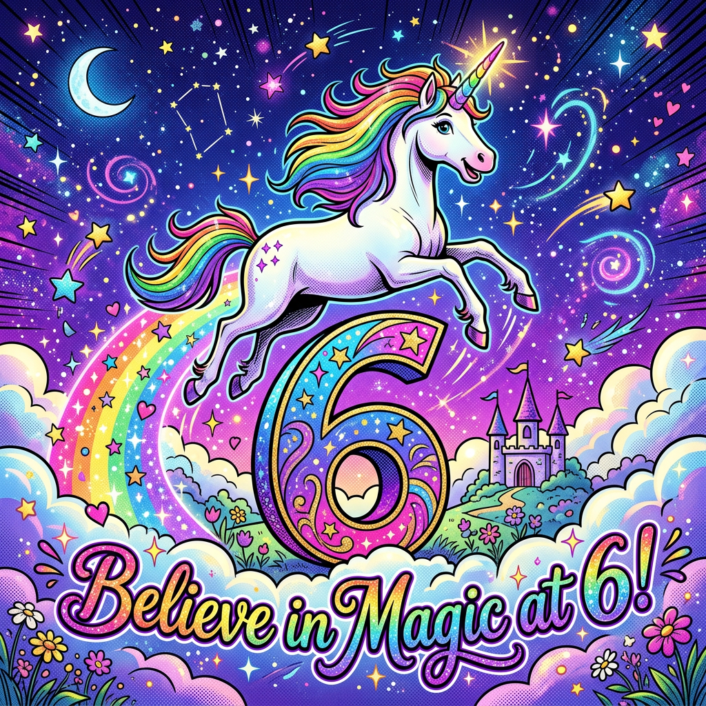 6th Birthday Unicorn Rainbow preview