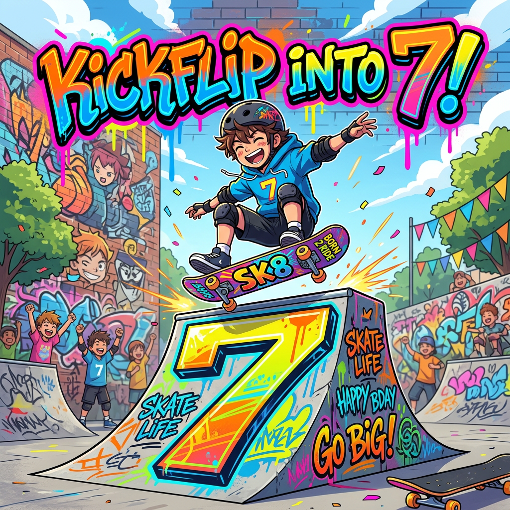 7th Birthday Skateboard Cool preview