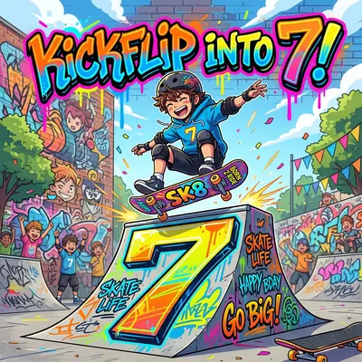 7th Birthday Skateboard Cool preview