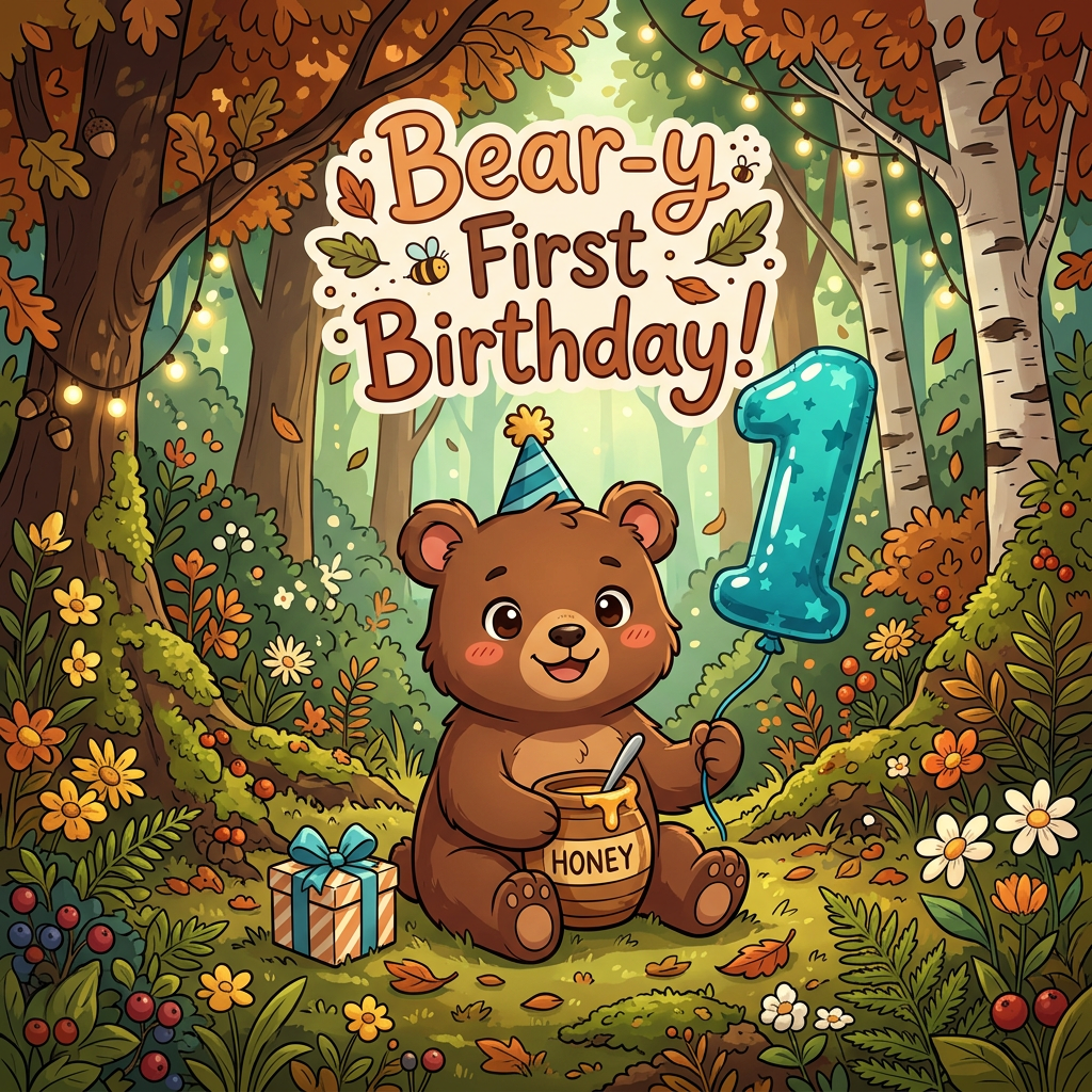 1st Birthday Bear Cub Boy preview