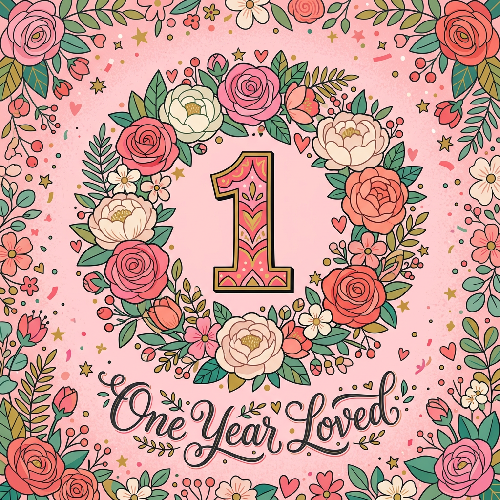 1st Birthday Floral Wreath Girl preview