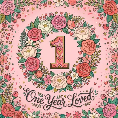 1st Birthday Floral Wreath Girl preview