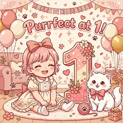 1st Birthday Kitten Girl preview