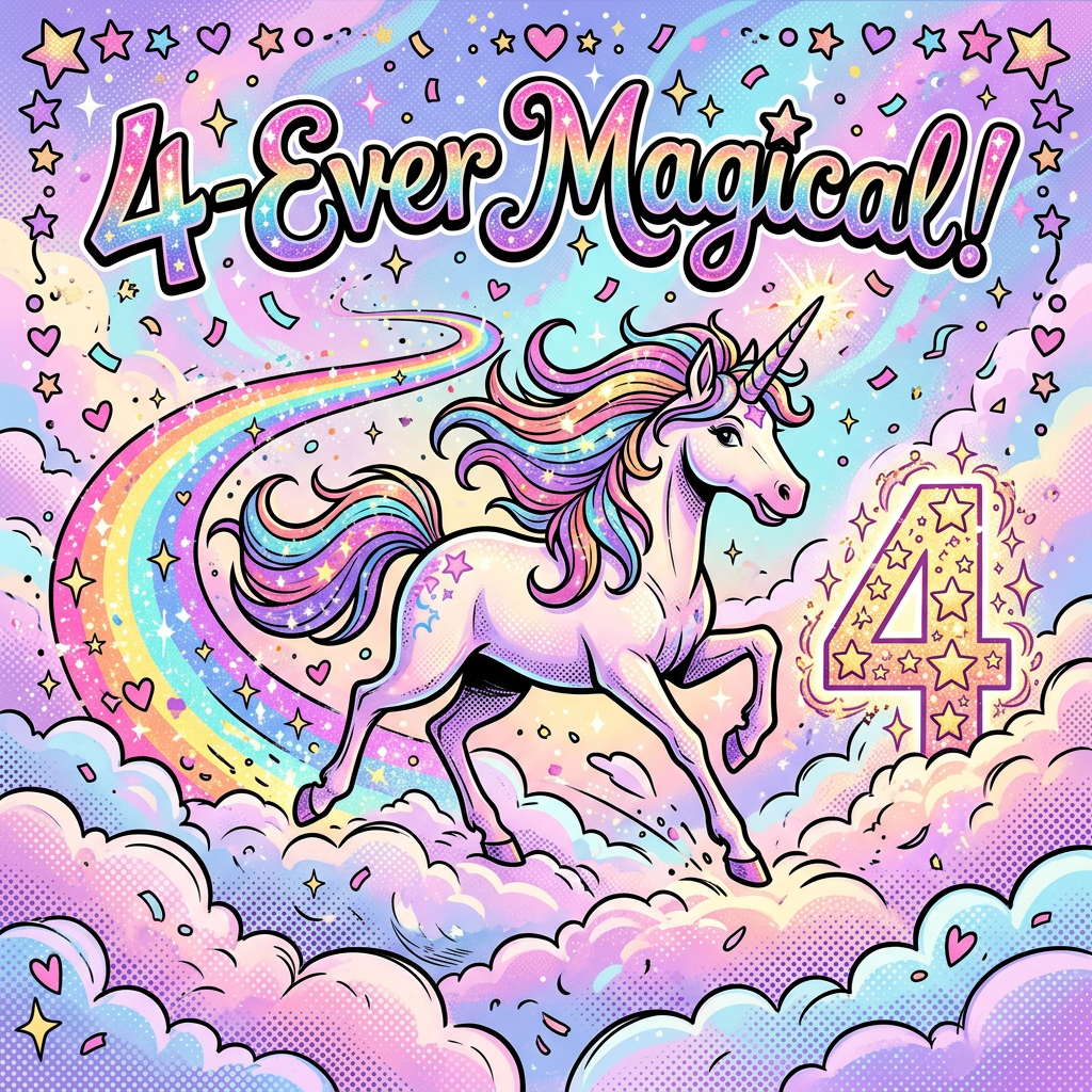 4th Birthday Unicorn Clouds preview