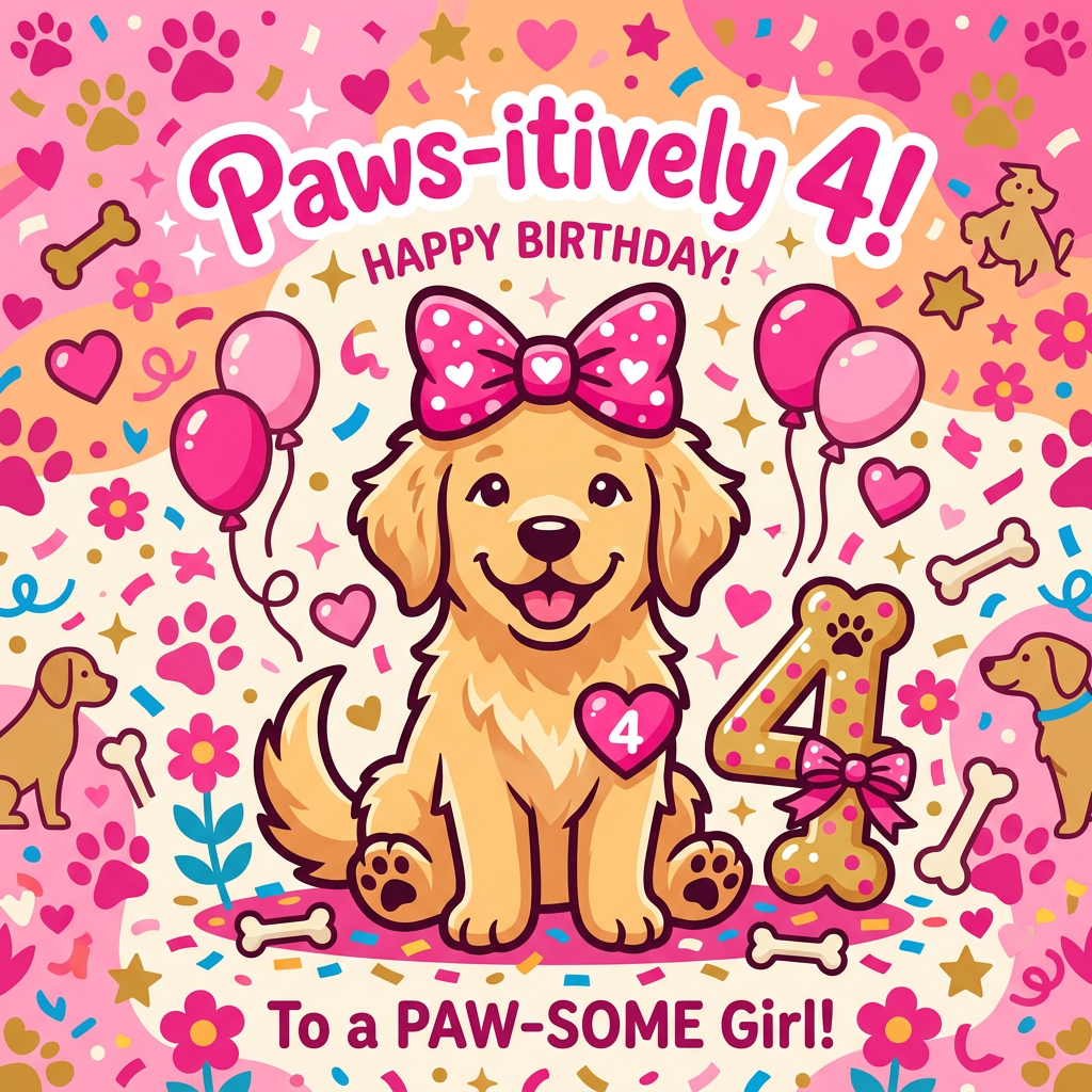 4th Birthday Puppy Bow Girl preview
