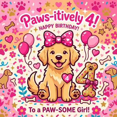 4th Birthday Puppy Bow Girl preview