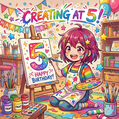 5th Birthday Art Splash Girl preview