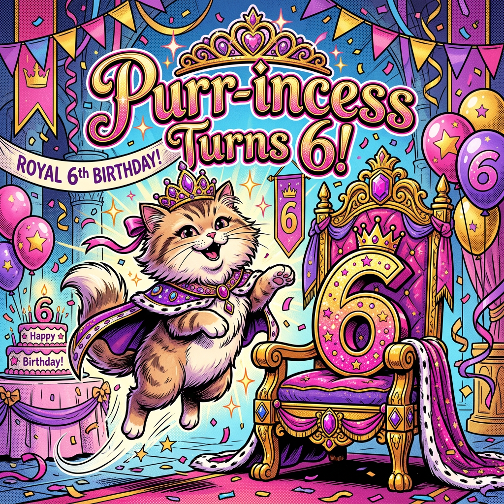 6th Birthday Cat Princess Girl preview