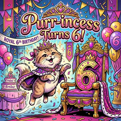6th Birthday Cat Princess Girl preview