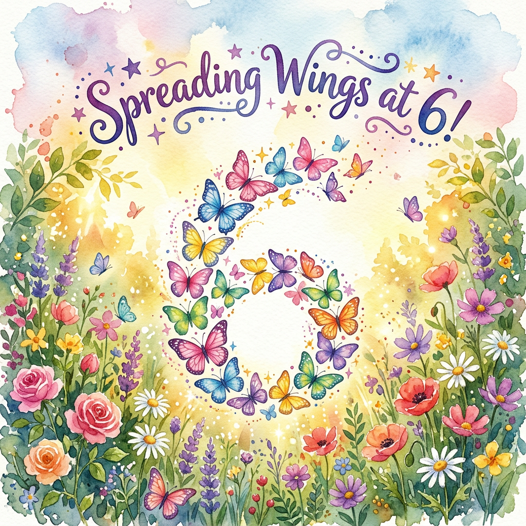 6th Birthday Butterfly Rainbow Girl preview