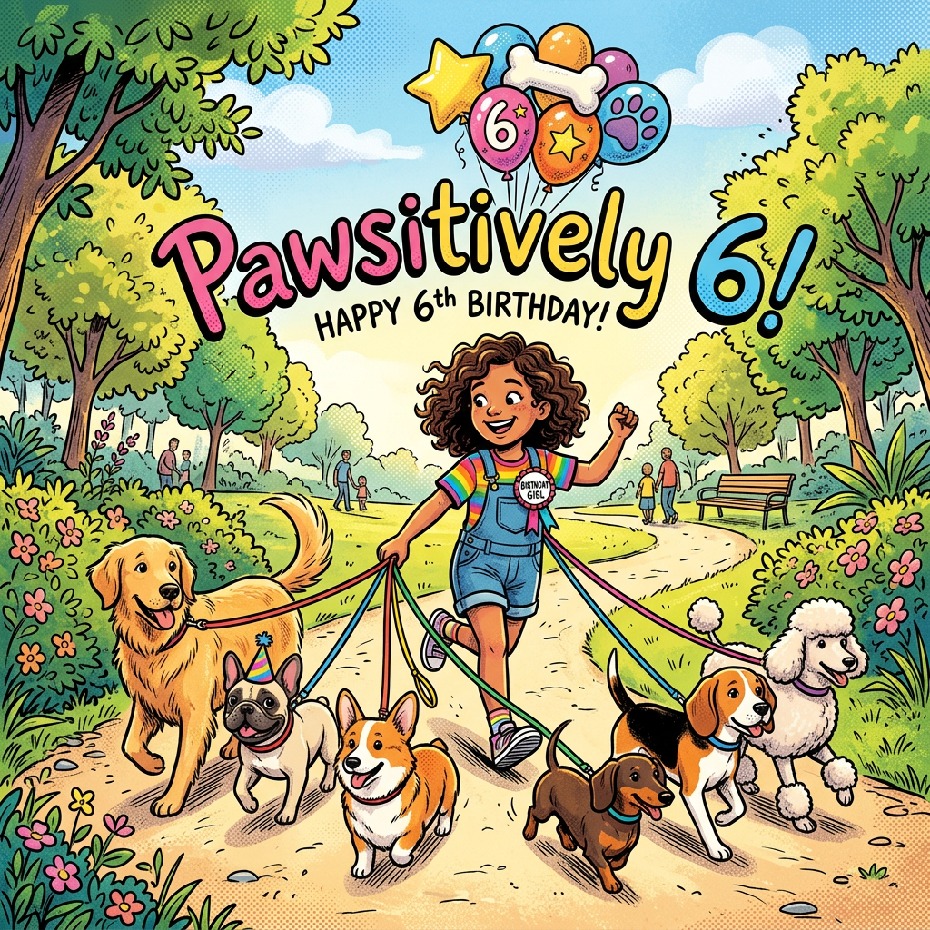 6th Birthday Dog Walker Girl preview