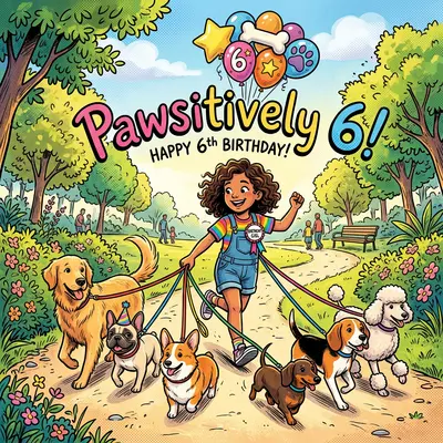 6th Birthday Dog Walker Girl preview