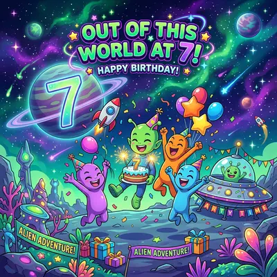 7th Birthday Space Aliens Boy preview