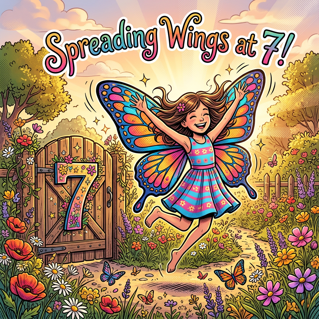 7th Birthday Butterfly Wings Girl preview