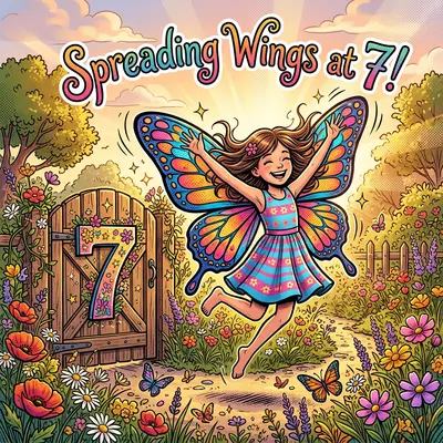 7th Birthday Butterfly Wings Girl preview