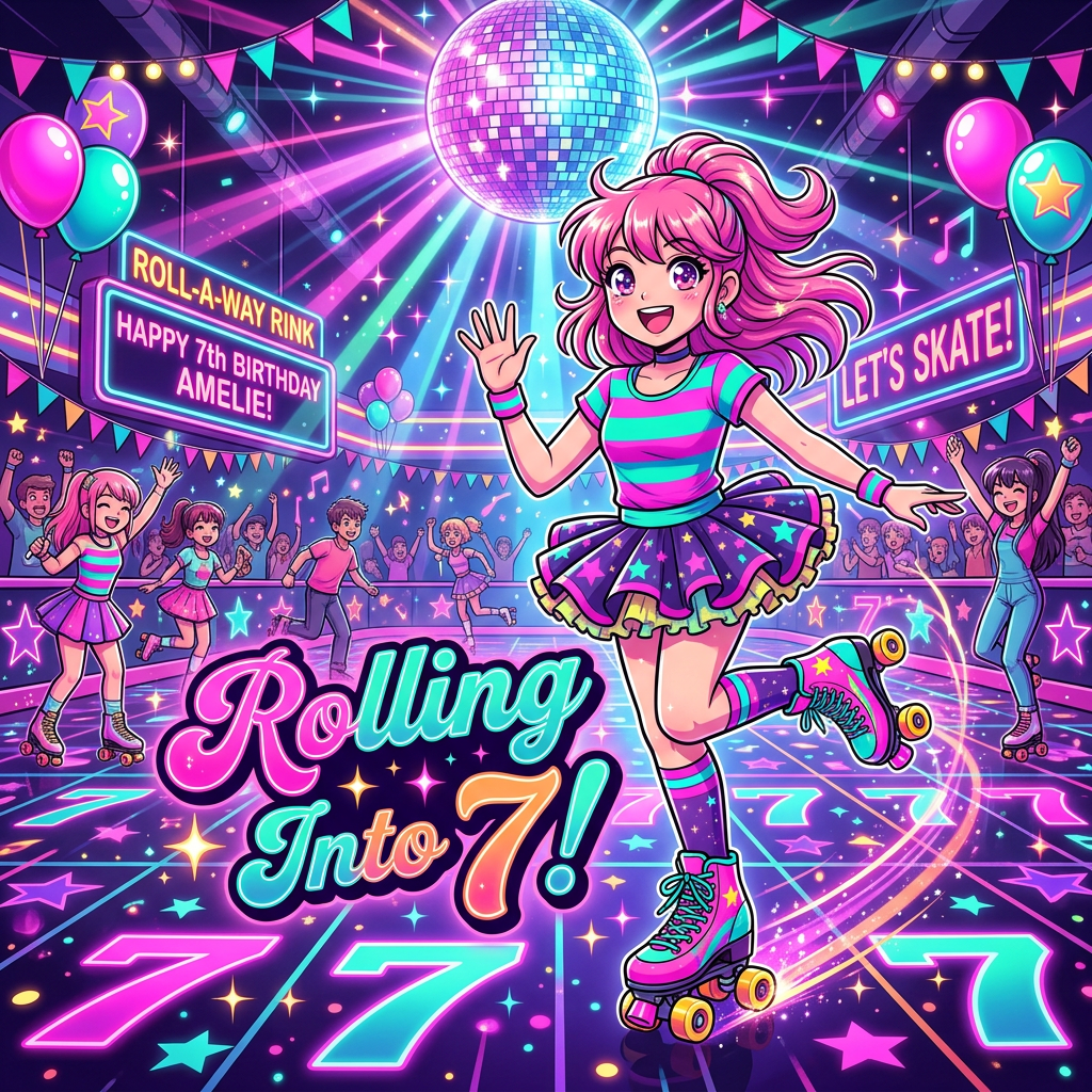 7th Birthday Roller Skating Girl preview