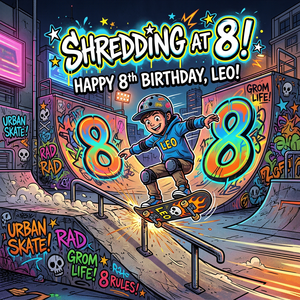 8th Birthday Skateboard Park Boy preview