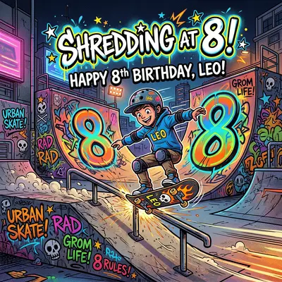 8th Birthday Skateboard Park Boy preview