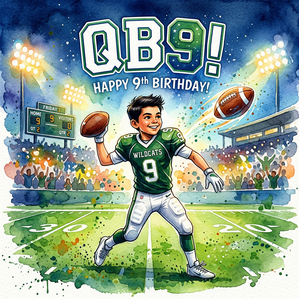 9th Birthday Football Quarterback preview