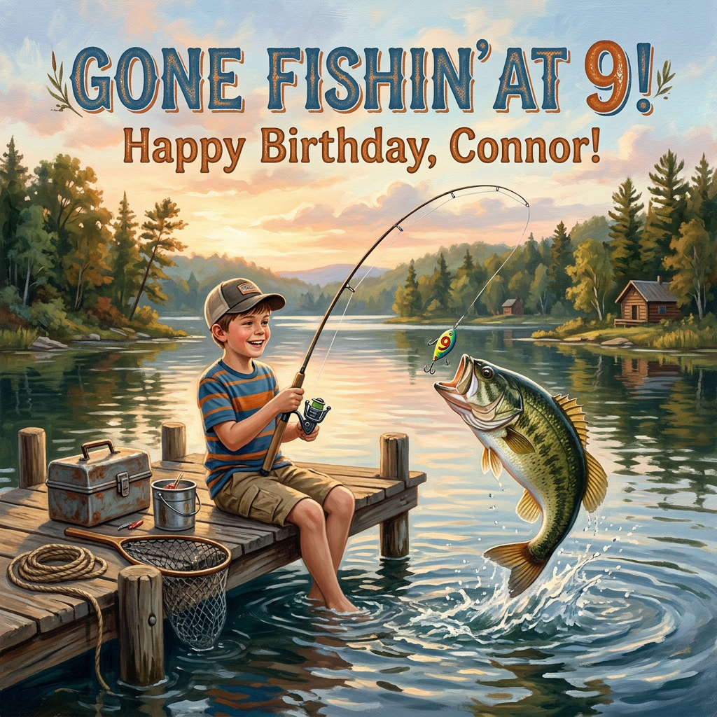 9th Birthday Fishing Lake Boy preview
