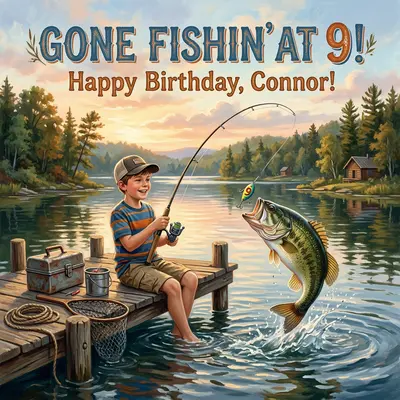 9th Birthday Fishing Lake Boy preview