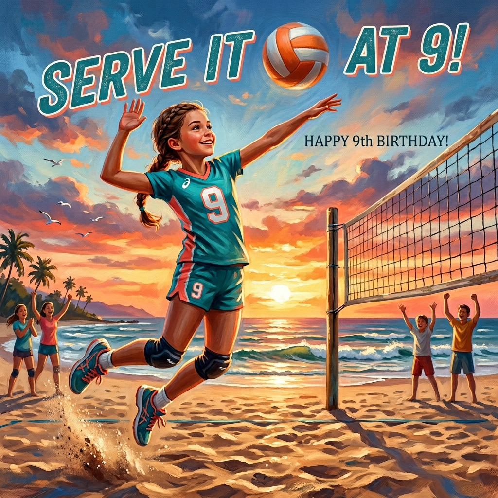 9th Birthday Volleyball Beach Girl preview