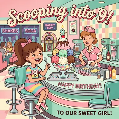 9th Birthday Ice Cream Shop Girl preview