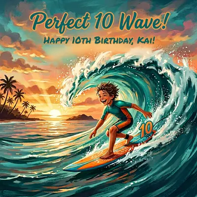 10th Birthday Surfing Boy preview