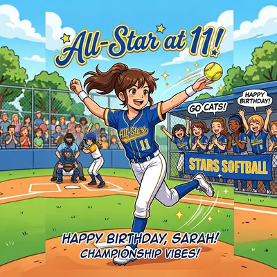 11th Birthday Softball Champion Girl preview