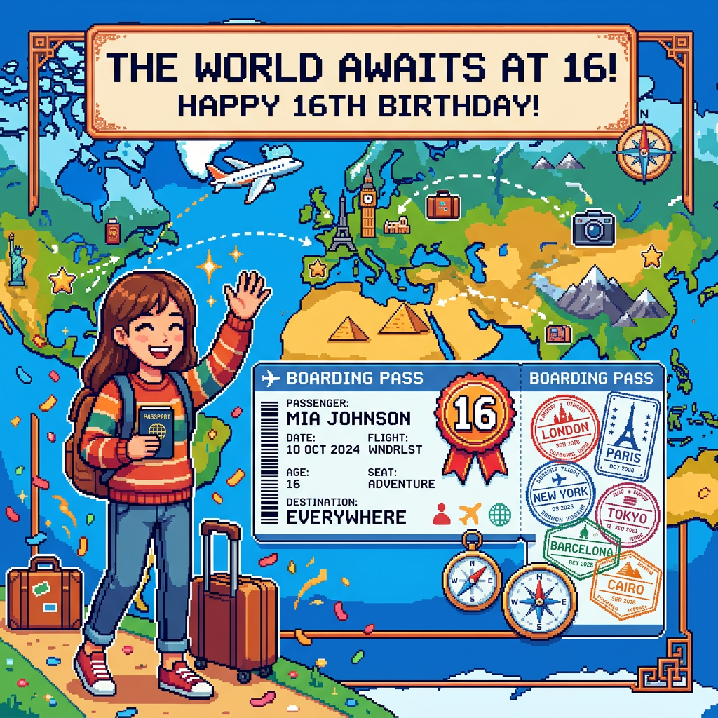 16th Birthday Travel Passport Girl preview