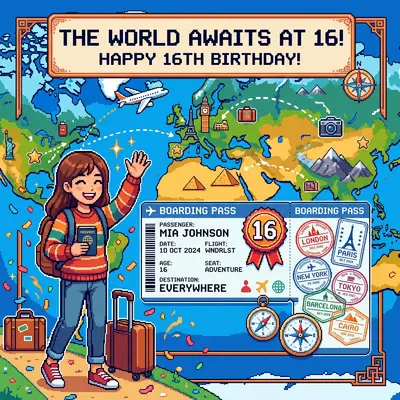 16th Birthday Travel Passport Girl preview