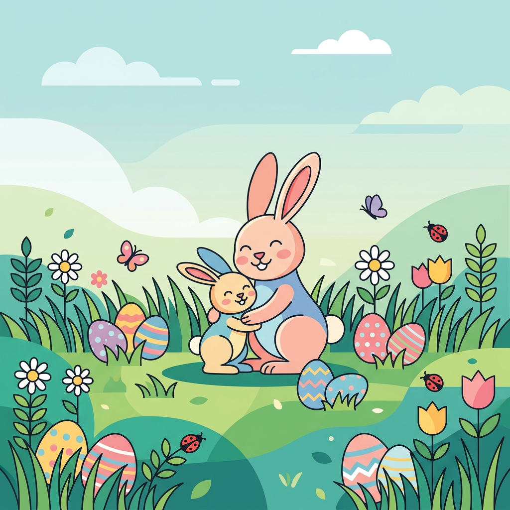 Vector Easter Bunny Family preview