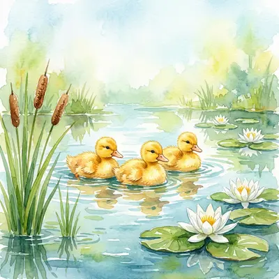 Watercolor Duckling Pond preview
