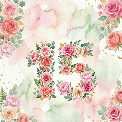 Quinceañera Floral Fifteen Card preview