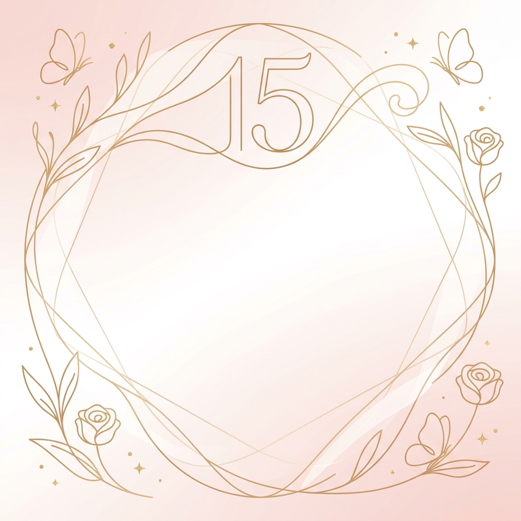 Quinceañera Modern Monogram Card preview