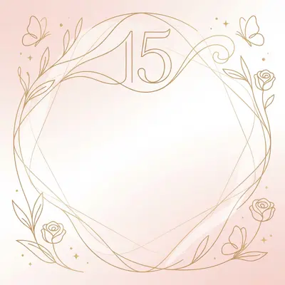 Quinceañera Modern Monogram Card preview