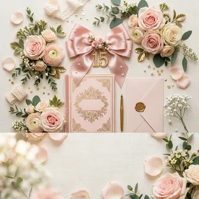 Quinceañera Pearl Bow Card preview