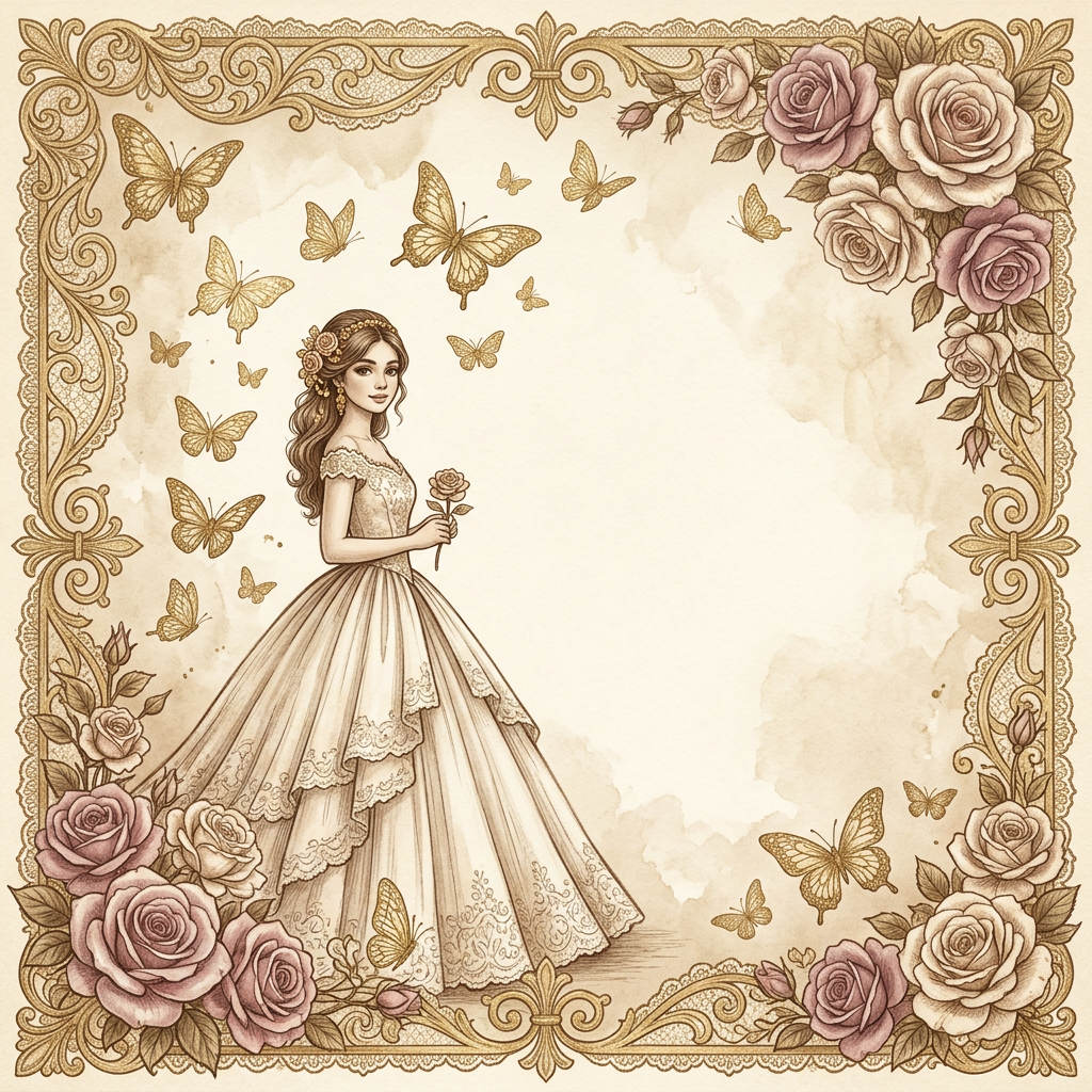Quinceañera Gold Butterfly Card preview