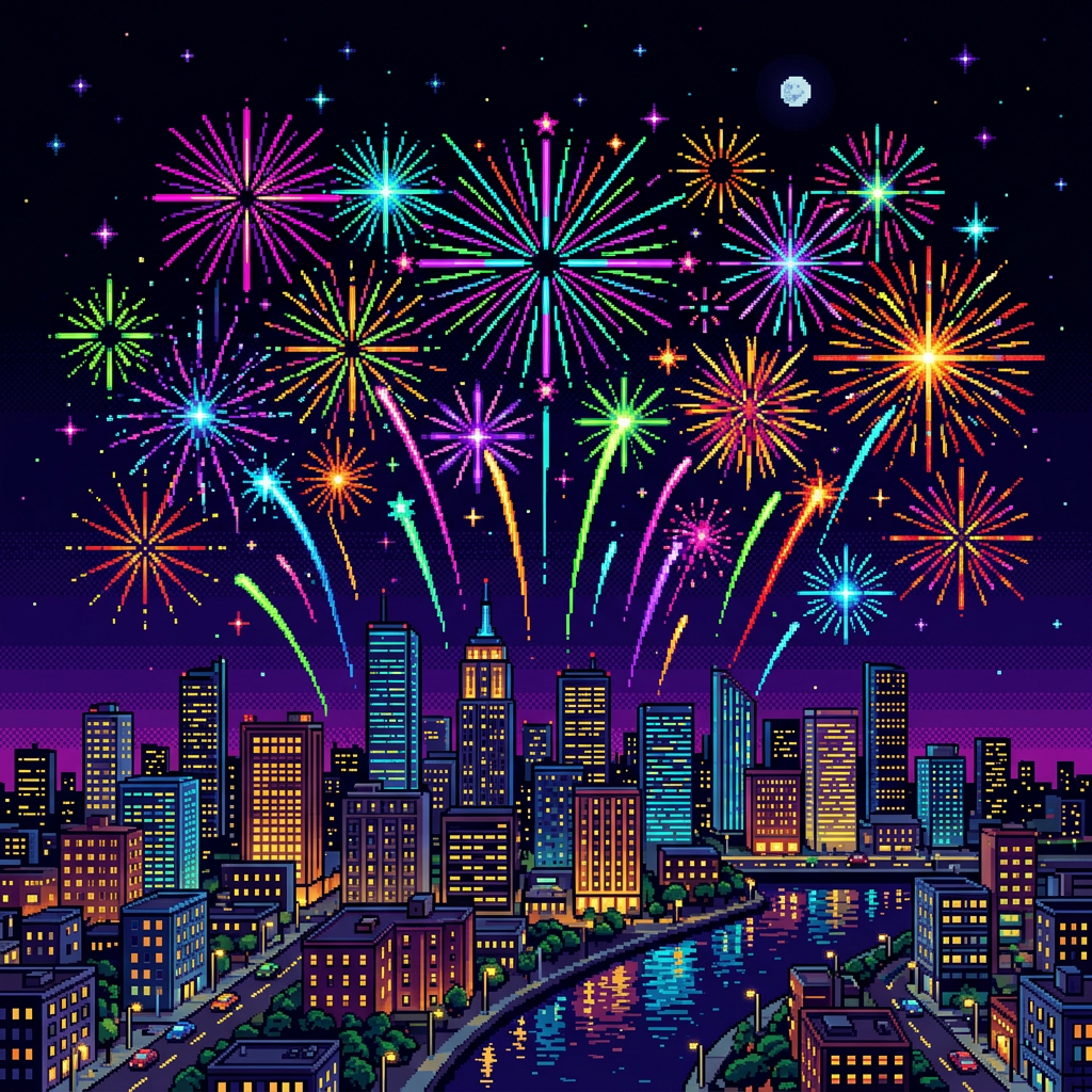 Pixel Fireworks Show preview