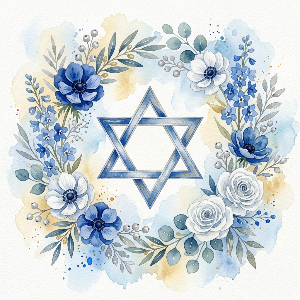 Watercolor Star of David preview