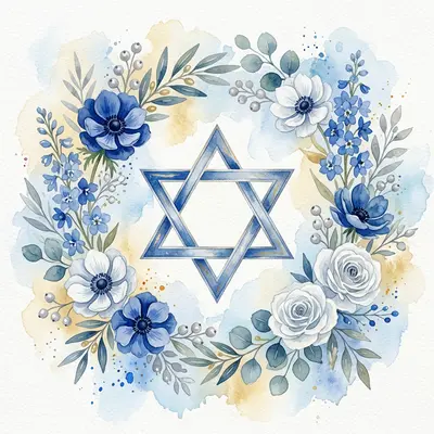 Watercolor Star of David preview