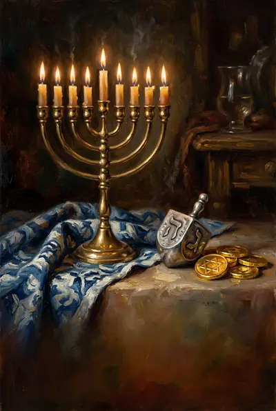 Oil Painting Hanukkah Still Life preview