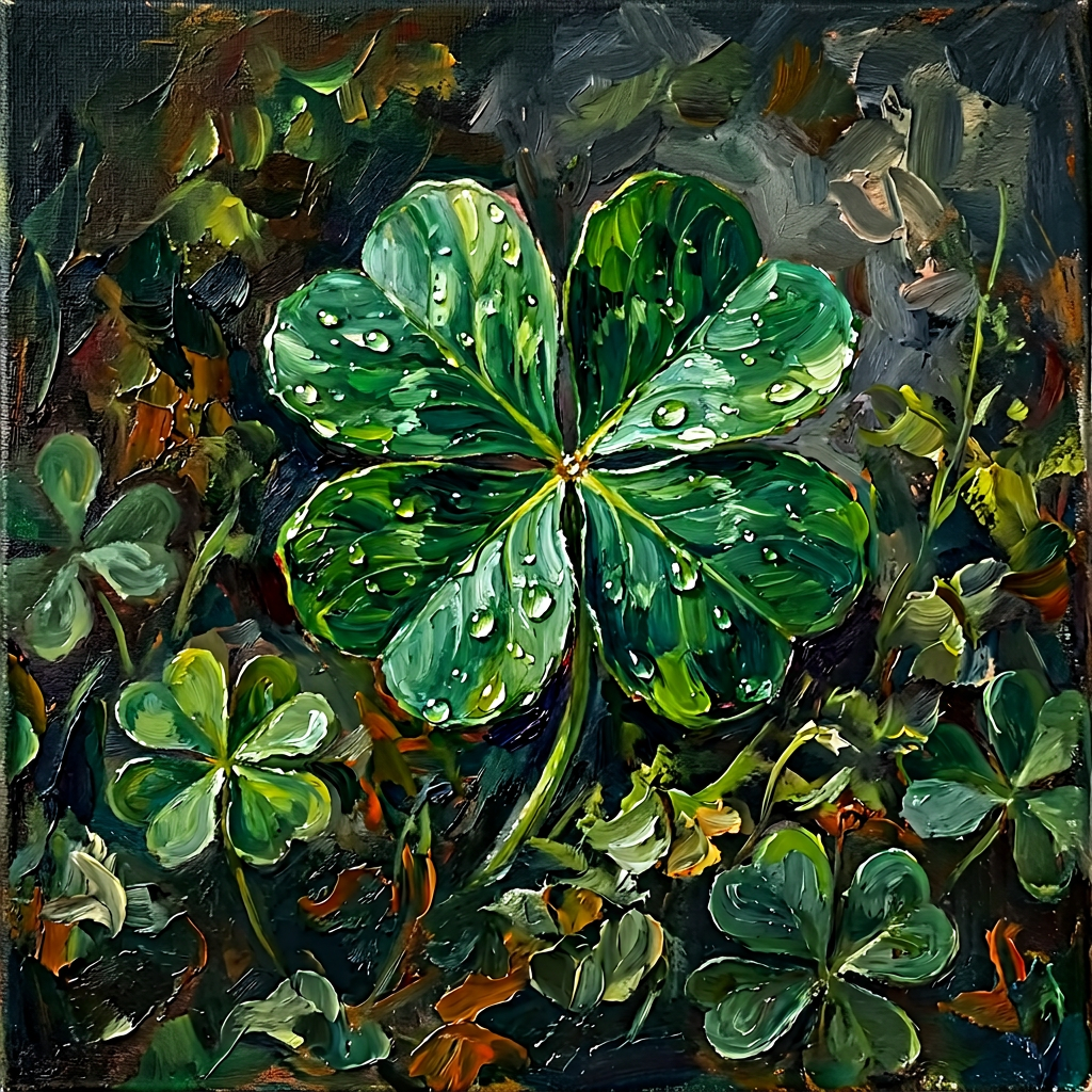 Oil Painted Four-Leaf Clover preview